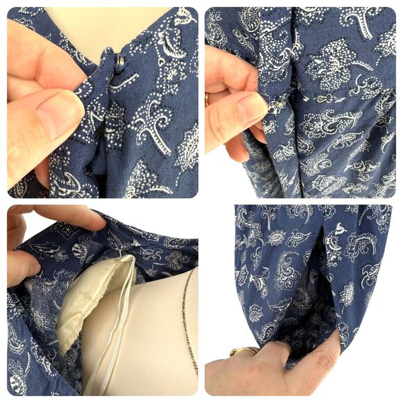 VTG 90s Leslie Fay Paisley Button Down Midi Dress Size 10 Short Sleeve Feminine - Picture 4 of 12